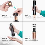 Set tirbuson electric 4 in 1 NEXTLY, suport de organizare, taietor de folie, aerator si dop cu vidare incluse, functionare cu baterii, negru - imagine 8
