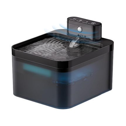 Dispenser automat de apa pentru caini/pisici NEXTLY, 3 moduri de functionare - senzor de miscare/temporizator/continuu, sistem de filtrare triplu, 2.2l, 18.5x16x11cm, negru