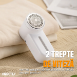 Aparat electric de curatat scame NEXTLY, pentru haine/canapea/lenjerii de pat, 2 trepte de viteza, incarcare USB, alb - imagine 5