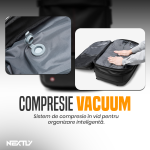 Rucsac extensibil cu vacuum si cifru NEXTLY, multiple compartimente, calitate premium, impermeabil, 49x32x15cm, verde - imagine 3