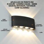 Aplica LED de perete, NEXTLY, 8 Leduri, lumina sus si jos, iluminat exterior si interior, 8W, 3000K, lumina calda, IP65, aluminiu, alb - imagine 14