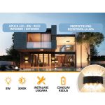 Aplica LED de perete, NEXTLY, 8 Leduri, lumina sus si jos, iluminat exterior si interior, 8W, 3000K, lumina calda, IP65, aluminiu, alb - imagine 11