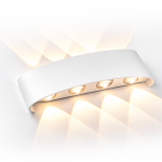 Aplica LED de perete, NEXTLY, 8 Leduri, lumina sus si jos, iluminat exterior si interior, 8W, 3000K, lumina calda, IP65, aluminiu, alb