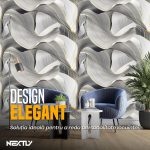 Rola tapet autoadeziv premium NEXTLY, marmura gri, waterproof, ajustabil, adeziv puternic, usor de montat, acoperire 3.6 mp, 120x300 cm, 2.5 mm grosime, gri abstract - imagine 9