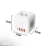 Adaptor de priza universal 7 in 1 NEXTLY, tripla 3 prize Schuko/3 USB-A/1 USB-C, portabil, buton ON/OFF, multiple protectii, carcasa PC ignifuga, 7.5x6.3x7.5cm, alb - imagine 8