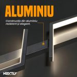 Aplica de perete NEXTLY, pentru interior, LED, lumina calda, design modern, 2 surse de iluminare, montaj vertical/orizontal, aluminiu-silicon, 60x16cm, negru - imagine 7