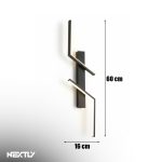 Aplica de perete NEXTLY, pentru interior, LED, lumina calda, design modern, 2 surse de iluminare, montaj vertical/orizontal, aluminiu-silicon, 60x16cm, negru - imagine 8