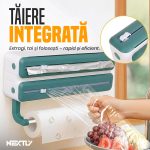 Dispenser 3 in 1 pentru folie stretch/aluminiu/hartie NEXTLY, pentru bucatarie, prindere cu adeziv, 35.8x18.4cm, alb - imagine 3