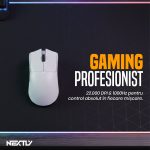 Mouse de Gaming Wireless x11 Bluetooth 800-22000 DPI NEXTLY, Statie de Incarcare Wireless cu Iluminare RGB, Shark Attack, LightWeight 62g, 125-1000Hz, PAW3311, USB/BT/Wireless, 400IPS, butoane programabile, Android, Win, MacOS, universal, Alb - imagine 9