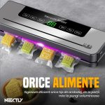 Aparat de vidat si sigilat alimente umede/uscate si obiecte NEXTLY, lama pentru taiere pungi, Touch Control, afisaj digital, vidare externa, 30cm bara de lipire, 120W, negru - imagine 5
