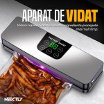 Aparat de vidat si sigilat alimente umede/uscate si obiecte NEXTLY, Touch Control, afisaj digital, 27cm bara de lipire, negru-argintiu - imagine 2