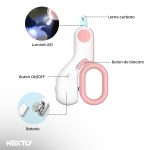 Cleste unghii cu LED pentru pisici/caini mici NEXTLY, 2 trepte de iluminare, maner ergonomic, lame curbate, functionare cu baterie, ABS si otel inoxidabil, 10.5x6.2cm, alb-albastru - imagine 3