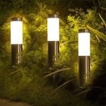 Lampa solara de exterior cu tarus NEXTLY, pentru gradina, decorativa, lumina calda/rece, senzor de lumina, waterproof, cilindrica, argintiu-alb - imagine 3