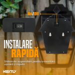 Set 2 x Lampa de exterior cu incarcare solara NEXTLY, senzor de lumina, IP65, buton ON/OFF, ABS, 19.3x14.5cm, negru - imagine 6