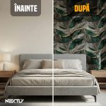 Rola tapet autoadeziv premium NEXTLY, marmura gri-verde, waterproof, ajustabil, adeziv puternic, usor de montat, acoperire 3.6 mp, 120x300 cm, 2.5 mm grosime, gri-verde - imagine 5