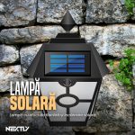 Set 3 x Lampa de exterior cu incarcare solara NEXTLY, senzor de lumina, IP65, buton ON/OFF, ABS, 19.3x14.5cm, negru - imagine 2