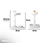 Suport reglabil copii pentru baie NEXTLY, stand de dus pentru mentinerea copilului in pozitie verticala, brate extensibile, utilizare fato-verso, baza stabila, covoras si scaunel anti-alunecare, inaltime ajustabila 50-63cm, alb-gri - imagine 9