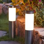 Lampa solara de exterior cu tarus NEXTLY, pentru gradina, decorativa, lumina calda/rece, senzor de lumina, waterproof, cilindrica, argintiu-alb - imagine 11