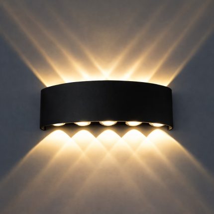 Aplica LED de perete, NEXTLY, 10 Leduri, lumina sus si jos, iluminat exterior si interior, 10W, 3000K, lumina calda, IP65, aluminiu, negru