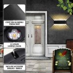 Aplica LED de perete, NEXTLY, 12 Leduri, lumina sus si jos, iluminat exterior si interior, 12W, 3000K, lumina calda, IP65, aluminiu, alb - imagine 2
