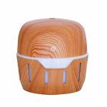 Difuzor de aromaterapie NEXTLY, design modern cu grilaj, imitatie lemn, buton touch, iluminare LED RGB 7 culori, 130ml, ultra-silentios, bej deschis