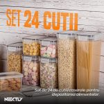 Set 24 recipiente pentru depozitare alimente NEXTLY, 4 marimi 0.8/1.2/1.6/2.4 litri, etansare puternica, anti-scurgere, compatibil cu microunde/frigider, etichete reutilizabile, material PP fara BPA, transparent - imagine 2