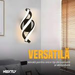 Aplica de perete NEXTLY, pentru interior, LED, lumina calda, 3 surse de iluminare, design modern, 33x13cm, negru - imagine 6