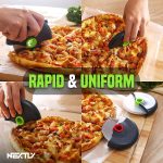 Rola feliat pizza, aluat si alte alimente NEXTLY, curatare usoara, otel inoxidabil, 10.5x9.5cm, gri-verde - imagine 4