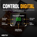 Aparat de vidat si sigilat alimente umede/uscate si obiecte NEXTLY, Touch Control, afisaj digital, 27cm bara de lipire, negru-argintiu - imagine 5
