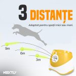 Lansator automat de mingi pentru caini NEXTLY, jucarie interactiva pentru aport, 3 distante de lansare - 3/6/9m, mingi incluse, incarcare USB, 27.5x25.5x21cm, portocaliu-alb - imagine 4