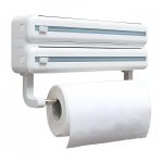 Dispenser 3 in 1 pentru folie stretch/aluminiu/hartie NEXTLY, pentru bucatarie, prindere cu adeziv, 35.8x18.4cm, alb