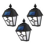 Set 3 x Lampa de exterior cu incarcare solara NEXTLY, senzor de lumina, IP65, buton ON/OFF, ABS, 19.3x14.5cm, negru