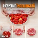 Set 100 pungi alimentare cu elastic NEXTLY, rezistenta la temperaturi intre -60°C si 110°C, material sigur PE, 30cm diametru, transparent - imagine 3