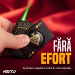Bricheta antivant reincarcabila NEXTLY, spinner rotativ anti-stres, design poker, metal, 57x38mm, negru - imagine 3