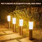 Lampa solara de exterior cu tarus NEXTLY, pentru gradina, decorativa, lumina calda/rece, senzor de lumina, waterproof, cilindrica, argintiu-alb - imagine 5