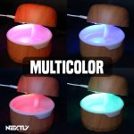 Difuzor de aromaterapie NEXTLY, design modern cu grilaj, imitatie lemn, buton touch, iluminare LED RGB 7 culori, 130ml, ultra-silentios, bej deschis - imagine 4