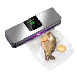 Aparat de vidat si sigilat alimente umede/uscate si obiecte NEXTLY, Touch Control, afisaj digital, 27cm bara de lipire, negru-argintiu