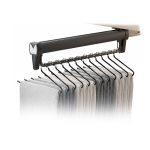 Suport de haine/umerase culisant pentru dulap NEXTLY, glisare silentioasa, prindere solida cu fixare dubla, sistem de amortizare, aluminiu/ABS, 35x10.4cm, negru