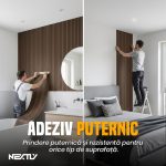 Rola Tapet autoadeziv 3D premium tip Riflaj NEXTLY, imitatie lemn, rezistent la apa, spuma moale si pvc, 5 mm grosime, adeziv puternic, 58x300cm, maro nuc inchis - imagine 9