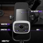 Microfon Dinamic Cardioid Profesional cu Iluminare RGB NEXTLY, Conectare USB, XLR si Jack 3.5mm, Inregistrare Audio, Gaming, Live Streaming, Podcast, Stativ metalic, Plug & Play, 50Hz-16kHz, 120dB, negru - imagine 11