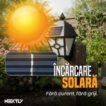 Set 3 x Lampa de exterior cu incarcare solara NEXTLY, senzor de lumina, IP65, buton ON/OFF, ABS, 19.3x14.5cm, negru - imagine 3