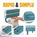 Dispenser 3 in 1 pentru folie stretch/aluminiu/hartie NEXTLY, pentru bucatarie, prindere cu adeziv, 35.8x18.4cm, alb - imagine 6