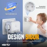 Adaptor de priza universal 7 in 1 NEXTLY, tripla 3 prize Schuko/3 USB-A/1 USB-C, portabil, buton ON/OFF, multiple protectii, carcasa PC ignifuga, 7.5x6.3x7.5cm, alb - imagine 6