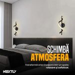 Aplica de perete NEXTLY, pentru interior, LED, lumina calda, design modern, 36x16cm, negru - imagine 4