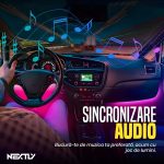 Lumini Ambientale Auto Smart NEXTLY, Kit 4 Benzi LED RGB 22.5 cm lungime, 12 LED, control smart prin aplicatie, telecomanda, alimentare USB - imagine 7