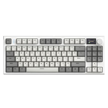 Tastatura Mecanica Wireless cu Iluminare RGB pentru Gaming NEXTLY, Ecran TFT, Knob multifunctional, Bluetooth, 2, 4Ghz, USB-C, 3 Conexiuni BT/Wired/Wireless, Switch-uri Bleo, Hot Swappable, Gasket, Attack Shark, Low Profile, Ultra-Silentioasa, K86, Alb