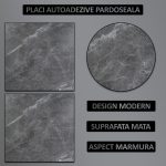 Set 24 x placi din PVC autoadezive pentru podea NEXTLY, reutilizabile, waterproof, ajustabile, adeziv puternic, usor de montat, suprafata acoperire 5 mp, 45.7 x 45.7 cm, 1.5 mm grosime, gri-alb - imagine 2