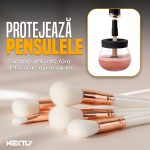 Aparat electric pentru spalat pensule de machiaj NEXTLY, curatare rapida 5-10 secunde, compatibilitate universala, 8 adaptoare diferite marimi, sistem rotativ 360°, functionare cu baterii, negru - imagine 3