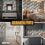 Rola tapet autoadeziv premium NEXTLY, marmura gri, waterproof, ajustabil, adeziv puternic, usor de montat, acoperire 3.6 mp, 120x300 cm, 2.5 mm grosime, gri abstract - imagine 6