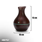 Difuzor de aromaterapie NEXTLY, design tip vaza, imitatie lemn, buton touch, iluminare LED RGB 7 culori, 130ml, ultra-silentios, bej - imagine 9